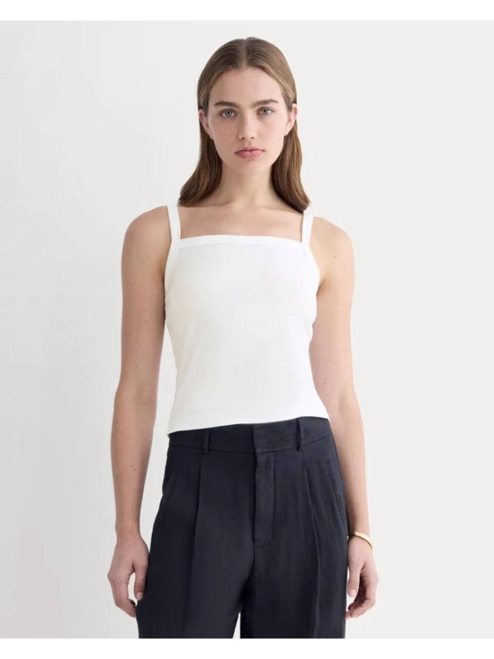 Everlane The Essential Square-Neck Tank in White Small New Womens Top